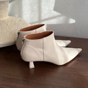 GANNI Ivory Leather Ankle Boots Size 10